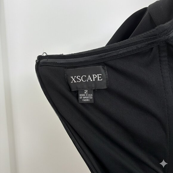 XSCAPE Black Flutter Sleeve Floral Pleated Gown - Picture 2 of 6